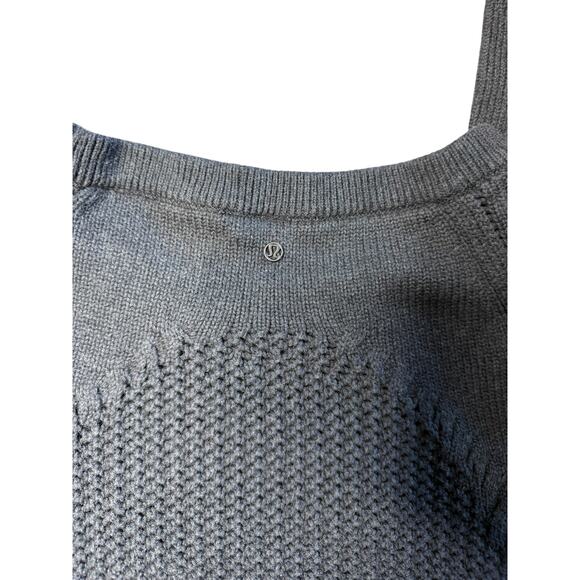 Lululemon Be Present Pullover Heathered Black Size Small Open Knit Sweater - Picture 5 of 10
